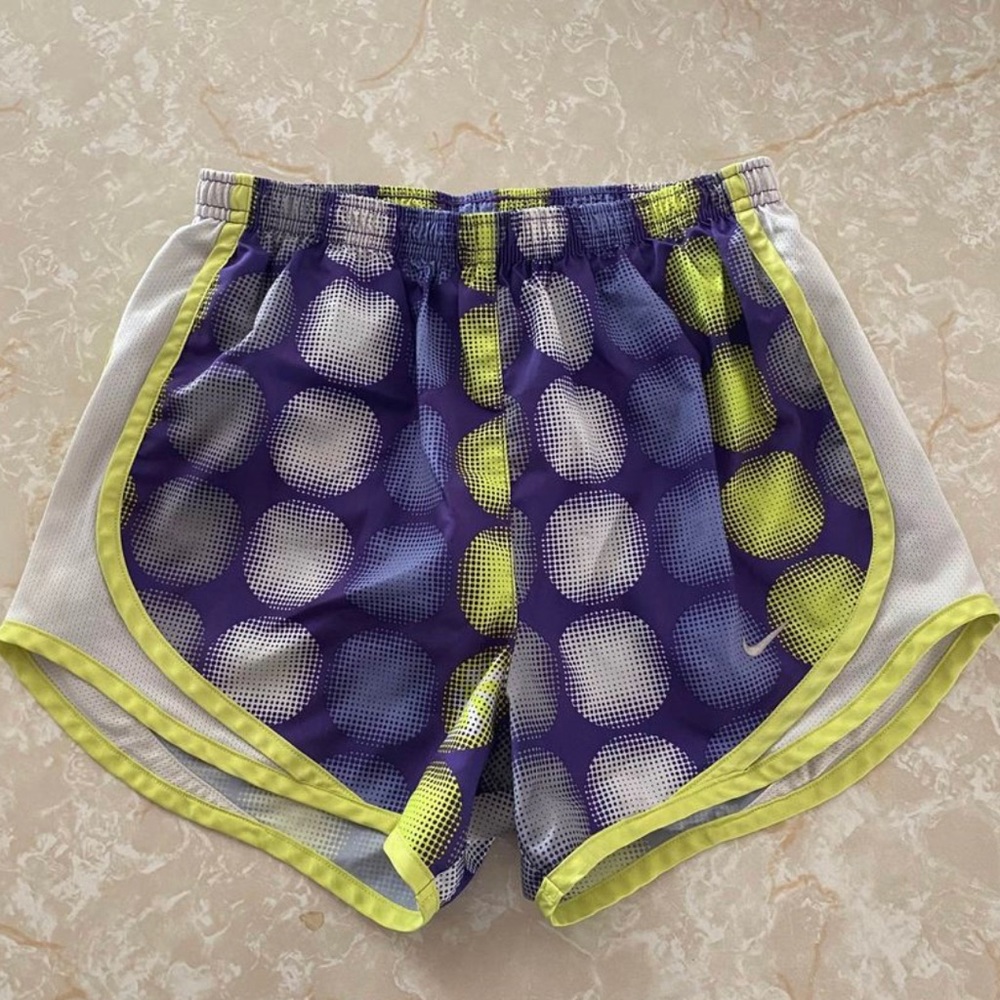Nike Dri Fit Shorts 
Women’s size XS
Purple and yellow polka dots
Good condition